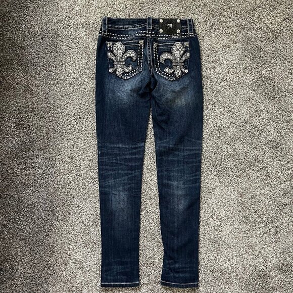 Miss Me Skinny Jeans, Women's size 25, Rhinestones, Special Stitching - Picture 3 of 15